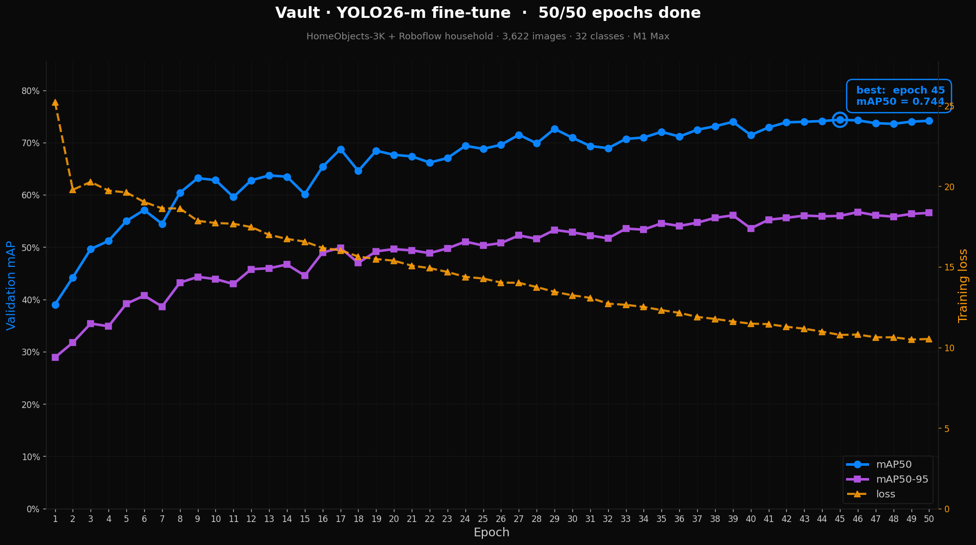 Training metrics curve